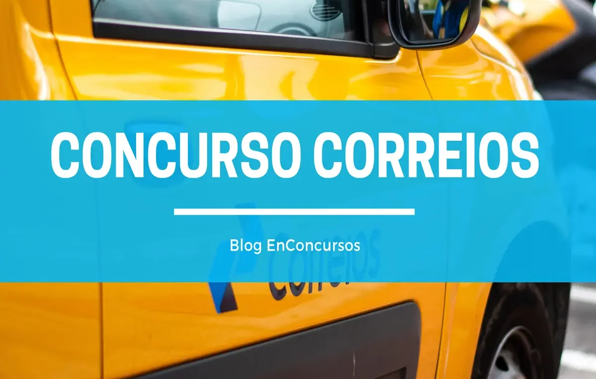 imagem do carro dos Correios com texto sobre Concurso Correios