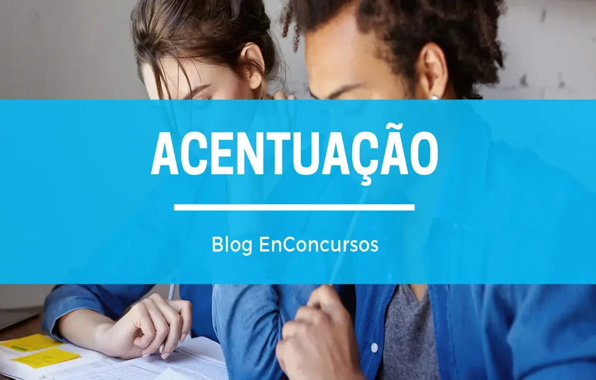 foto de dois jovens sentados com lápis na mão estudando para uma prova com texto sobre: Acentuação