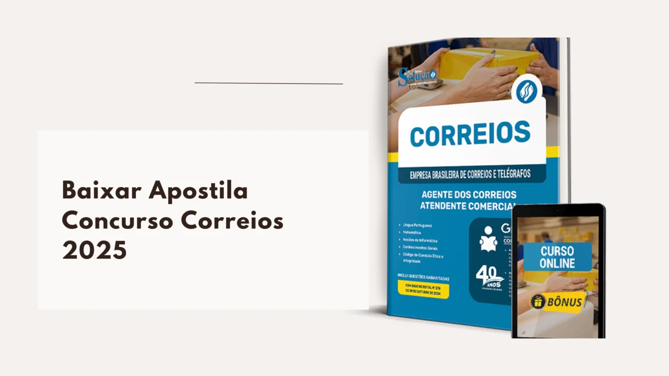 imagem da apostila para o cargo de atendente comercial dos correios